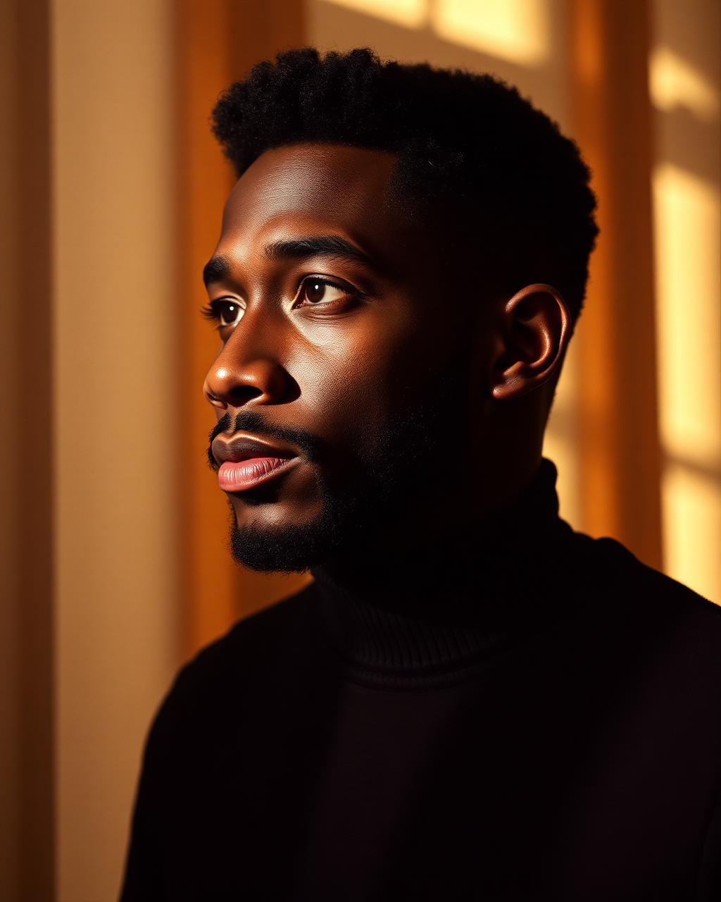 Portrait of the host in warm window light.
